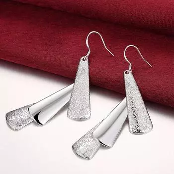 Длинные шлифовальные геометрические серьги из серебра 925 пробы для женщин, свадебные модные украшения