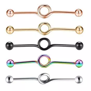 Длинные стержневые уши для ногтей, бинокулярные серьги с пирсингом золотистый