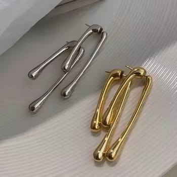 Длинные струящиеся серьги-капли для женщин нестандартные серьги золотой