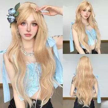 Длинные светло-русые синтетические парики, натуральный многослойный волнистый парик с челкой для женщин, термостойкие мягкие волосы для повседневного использования для вечеринок