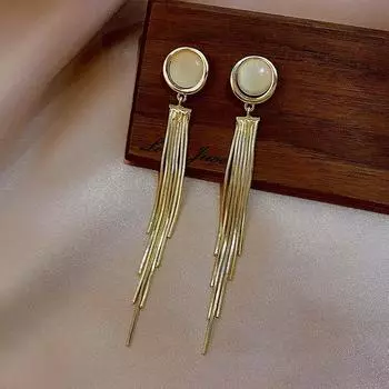 Длинные темпераментные опаловые серьги с кисточками из серебра 925 пробы с иглами онлайн-серьги знаменитостей