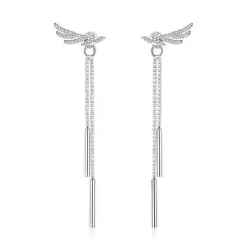 Длинные темпераментные серьги с милыми ангельскими крыльями и кисточками Тремелла, подвесные женские серьги для ногтей, супер фея