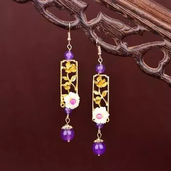 Длинные темпераментные серьги в китайском стиле в стиле ретро красный