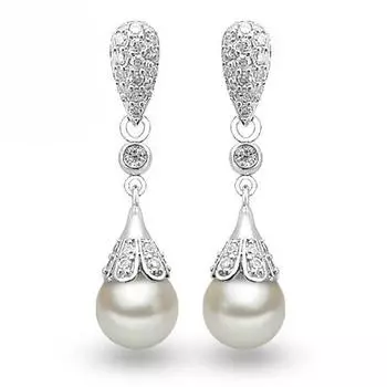 Длинные универсальные серьги с круглым жемчугом и бахромой Copper