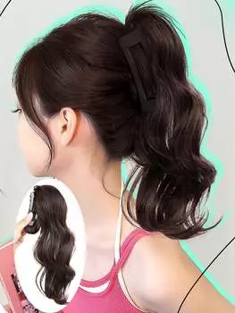 Длинные вьющиеся волнистые синтетические наращивания хвоста в стиле зажима Элегантная и естественная форма, подходящая для ежедневного использования 12inch