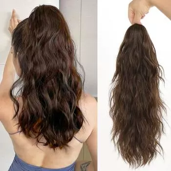 Длинные вьющиеся волосы с заколкой в хвост для женского естественного пушистого и бесшовного удлинения косички для парика «конский хвост»