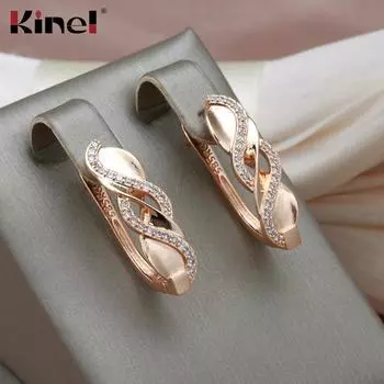 Длинные винтажные серьги Kinel цвета розового золота для женщин розового золота