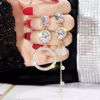 Длинные висячие серьги-гвоздики с геометрическим кругом, асимметричные серьги, ювелирные изделия, женский подарок на вечеринку фиолетовый