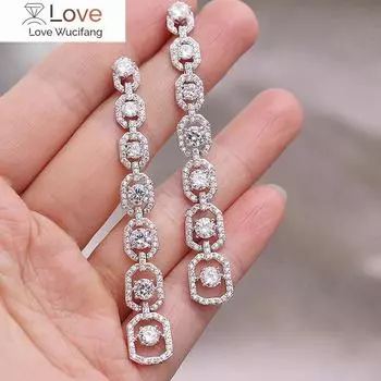 Длинные висячие серьги Huitan Aesthetic для женщин, серебряного цвета, роскошные модные помолвочные свадебные аксессуары для ушей, новые ювелирные изделия