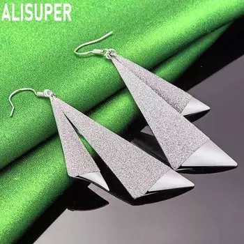 Длинные висячие серьги из стерлингового серебра 925 пробы, модные свадебные украшения 7.90*1.90cm