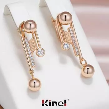 Длинные висячие серьги Kinel Orb для женщин, роскошные ювелирные изделия с цирконом в оправе