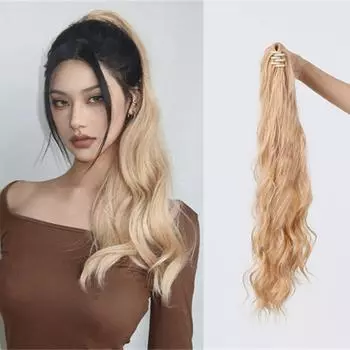 Длинные волнистые синтетические хвостики 26 дюймов, наращивание волос в виде когтей для женщин, натуральный вид шиньон, термостойкие накладные волосы, хвостик