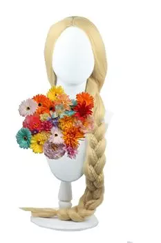 Длинные волосы Рапунцель Принцесса термостойкий косплей парик парик с искусственными цветами