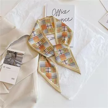 Длинные волосы рука запястье новый принт повязка на голову шарф женский летний цветок шелковый атлас лента пояс платки шарфы серый