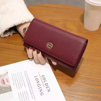 Длинные женские кошельки из натуральной кожи, превосходный первый слой из коровьей кожи, клатч, большая вместимость, двойной кошелек, держатель для телефона и карт чёрный