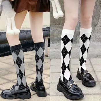 Длинные женские носки из хлопка с бриллиантами, теплые, высокие, женские, уличная мода, повседневные, до колена EUR36-40 белый