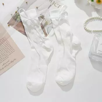 Длинные женские носки высокого качества, однотонные, с бантом, милые, сетчатые, открытые, милые, JK, женские, балетные, удобные, свободные носки One size