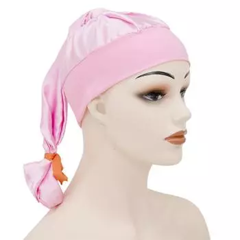 Длинный атласный чепчик для сна из шелка с широкой резинкой, свободная ночная шляпа для женщин, косички, вьющиеся волосы, натуральные волосы