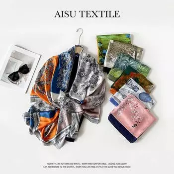 Длинный атласный шарф для женщин, солнцезащитный платок, модная косметическая сцена, длинный атласный шарф, универсальный дорожный шарф 180*90cm