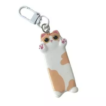 Длинный брелок в виде кошки, милый мультяшный кулон с животными One Size оранжевый