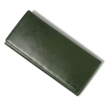 Длинный чехол для кошелька из натуральной кожи Shadow Smooth MSMW2AT1 Тонкая воловья кожа Зеленый [Mirashawn] Мужской [60]