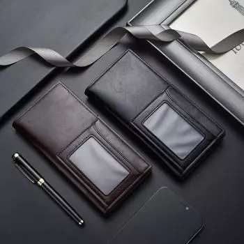 Длинный деловой кошелек для мужчин, сумка для карт, многофункциональный карман для нескольких карт чёрный