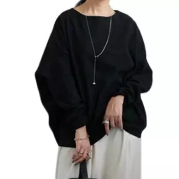 Длинный Dolman Knit Long Cut and Sewed Large Body Round Winter [Merelop Ceto] Женская футболка, Рукав, Рукав, Футболка, Футболка, Футболка, Топ, Размер,