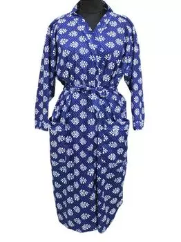 Длинный халат-кимоно из хлопка, пижама с индийским принтом, ночная рубашка, макси-халат One Size разноцветный