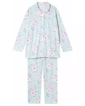 длинный хлопковый трикотаж SX [Wing/Wacoal] Пижама, рукава, брюки, 100% (основной корпус), материал, EP7045, женский