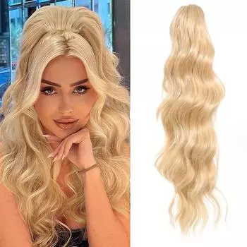 Длинный хвостик для наращивания волос, зажим для когтей, шнурок, волнистый хвост, женские вьющиеся волосы, мягкий синтетический хвостик