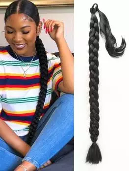 Длинный хвостик с резинкой для волос, прямой обруч, наращивание волос, хвостик, натуральный мягкий синтетический кусок волос для женщин, повседневная одежда 32inch