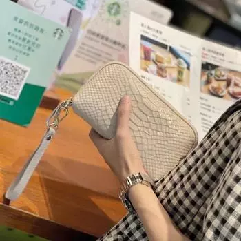 Длинный клатч из натуральной кожи, женский новый темпераментный кошелек на запястье, сумка для мобильного телефона из коровьей кожи с узором под крокодила