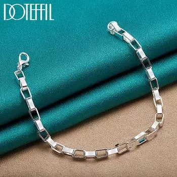 Длинный клетчатый браслет из стерлингового серебра 925 пробы, очаровательные женские красивые украшения 20cm