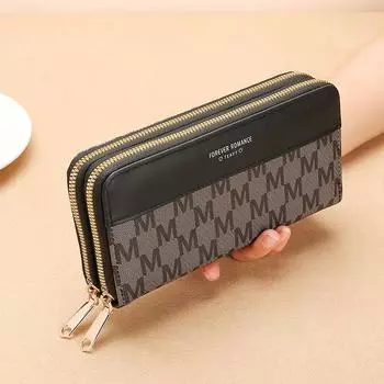 Длинный кошелек для девочек, простая модная сумка на молнии, большой вместительный кошелек для женщин