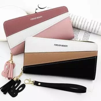 Длинный кошелек для монет, женские кошельки, модный кошелек для монет, держатель для карт, кошельки, женский клатч, сумка для денег, кошелек из искусственной кожи чёрный