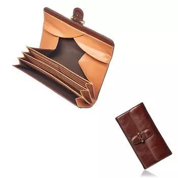 длинный кошелек, изготовленный в магазине кошельков в центре города, большая коробка для монет, 18 карточек, в коробке «День» [HENLY COAT] Легко читаемый женский раздел, коровья кожа, кошелек, хранение,