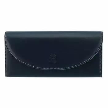 Длинный кошелек Macaron 74699 Натуральная кожа коровья кожаный чехол для кошелька Длинный кошелек большой емкости темно-синий x синий джинс [Comsa] Женский [86]