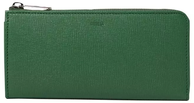 Длинный кошелек на молнии Sully 74807 Sully из натуральной кожи, кошелек на молнии, портмоне, длинный кошелек большой емкости, зеленый [COMSA] Г-образный женский [70]