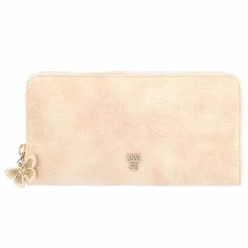 Длинный кошелек с круглой молнией Rose Heart бежевый [ANNA SUI] женский [40]