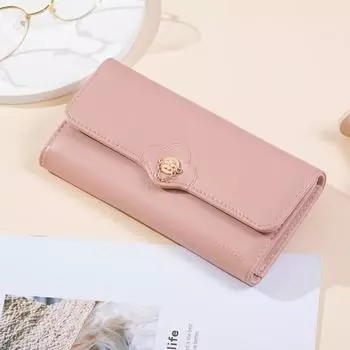 Длинный кошелек, женская сумка в три сложения, большая вместимость, студенческая сумка чёрный