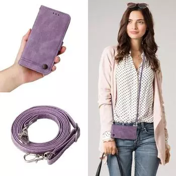 Длинный кожаный чехол-раскладушка с ремешком для телефона Samsung A55 A35 A25 A15 A05 A53 A54 A52 A32 A33 A34 A22 A12 A13, магнитный чехол-бумажник For Galaxy A55 чёрный