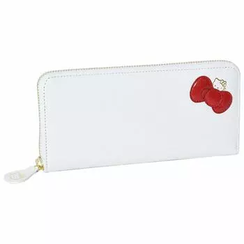 Длинный круглый 12160 [Hello Kitty] [Hello Kitty] Кошелек, кошелек, молния, лента, женский (белый)