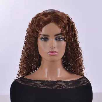 Длинный кудрявый парик, афро-кудрявый парик для женщин, синтетические натуральные коричневые светлые парики, повседневный парик для косплея и вечеринки, парики из высокотемпературного волокна золотисто-коричневый