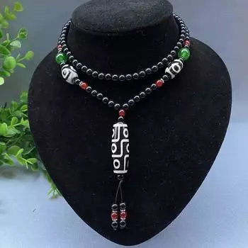 Длинный кулон Тяньчжу с девятью глазами для мужчин и женщин, цепочка на ключицу с трубкой меридиана с девятью глазами 50CM