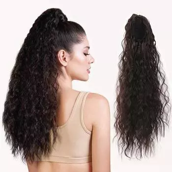 Длинный курчавый афро-кудрявый хвост на шнурке, синтетический афроамериканский хвост, наращивание волос, зажим для хвоста в шиньоне 24inch