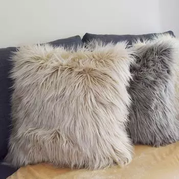 Длинный меховой чехол для подушки из искусственной шерсти, большая плюшевая наволочка, спинка дивана, зимняя теплая наволочка 450mm*450mm серый