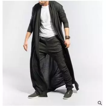 Длинный мужской тренчкот для зрелых людей L чёрный