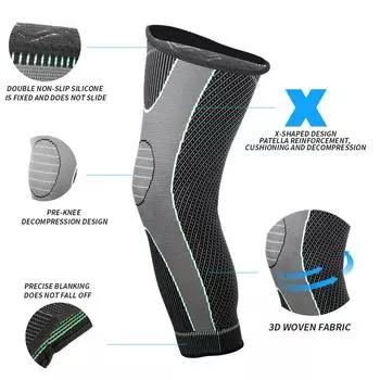 Длинный наколенник, бандаж для ног, наколенники, поддержка колена икры, бандаж для защиты ног S зелёный