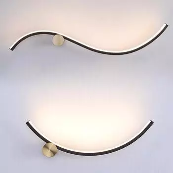 Длинный настенный светильник для помещений, креативный S-образный светильник для спальни, скандинавский современный простой светильник, роскошный фон для гостиной, настенные светильники Warm White (2700-3500K) белый
