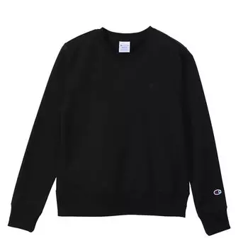 Длинный One Point Crew Neck L [Champion] Толстовка, Рукава, Флис, Вышивка, Логотип, Толстовка, Женская базовая, CW-Y018, Черный,